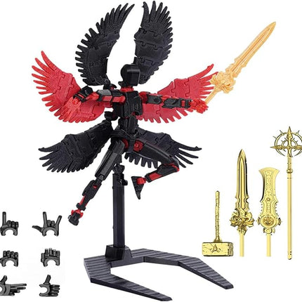 T13 Action Figure Set, 3D Printed Multi-Jointed Movable Robot Dummy Set Lucky 13 Action Figure Articulated, for Collectors Desktop Decorations (Black+Red)