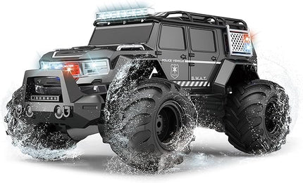 Threeking 1:14 Waterproof Rc Police Cars Amphipious Remote Control Car SUV Truck Indoor Outdoor Toys with Police-Siren Lights for 6 7 8 9 10 11 12 Year Old Kids Boys Girls Gifts Presents