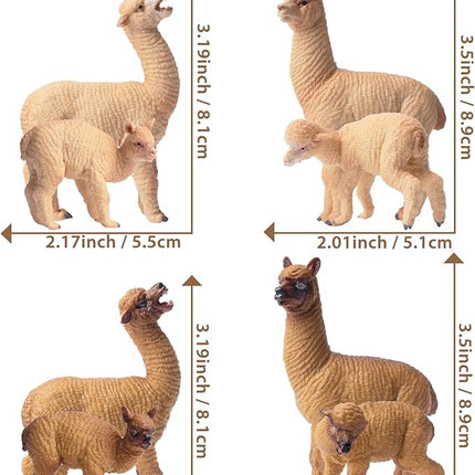 Toymany 8PCS Realistic Alpaca Figurines Llama Figures - Plastic Forest Jungle Animal Figurines, Christmas Birthday Toy Gift for Kids Boys Girls