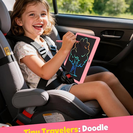 TEKFUN LCD Writing Tablet for Kids Girls Toys, 12 Inch Erasable Drawing Tablet Doodle Board Colorful Doodle Pad, Gifts for Toddlers Girls Adults (Pink)