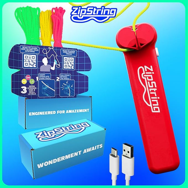 ZipString Original - As Seen on Shark Tank - Classic Rope Launcher Toy, Perfect for Kids & Adults - Fly a String Loop in The Air for Endless Tricks & Fun, Wonderment Awaits, Rock'it Red