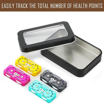 4Pcs MTG Life Counter Twin Digits with Metal Box, Tracker Life Counter for Board Games, Compatible with Magic The gatering Accessories RPG D&D CCG TCG Tabletop Board Games