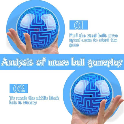 3D Puzzle Ball Maze Brain Teasers Games Puzzle Toy Gravity Memory Cube Educational Toys Gifts for Students Teens Adults,Blue and Green