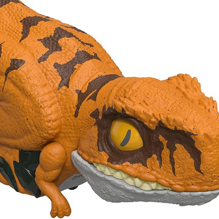 Mattel Jurassic World Dominion Uncaged Dinosaur Toy with Chomp Motion & Roar Sound, Rowdy Roars Atrociraptor Tiger Dino Action Figure