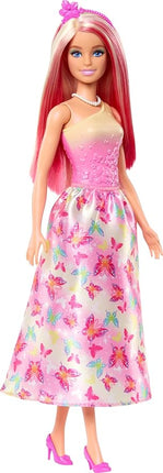 Barbie Royal Doll with Pink & Blonde Fantasy Hair, Colorful Accessories, Pink Ombre Bodice & Butterfly-Print Skirt