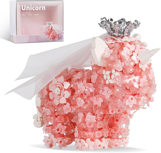 1363PCS Ideas Flowers Unicorn Building Blocks,Creative Animal Building Set Box for 14+ Girls Boys Or Adults