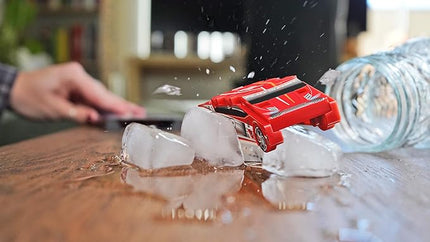 FLAT 2 FAST Original Stunt Card Racer – Flat Car Racer and Pocket Size Racecar Launcher with Built-in Button for Stunt Launching and Racing – Compact – Jet Black