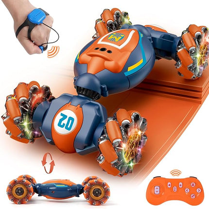 Gesture Sensing RC Stunt Car - Boys Toys Age 6-8-12, 4WD Hand Controlled Remote Control Twist Car with Light & Music, Cool Birthday Presents and Ideas Gifts for Kids Age 7 9 10 11 12 Years Old