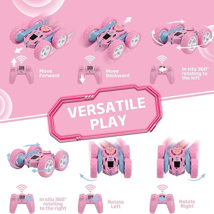 Remote Control Car, RC Cars Toys for Kids Ages 6-12, 2.4GHz RC Stunt Truck with 360° Double-Sided Flips, 4WD Off-Road Racing, Christmas Birthday Gifts for 3 4 5 6 7 5-7 6-8 8-10 Year Old Boys Girls