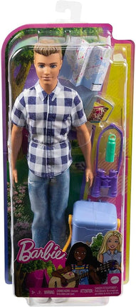 Barbie It Takes Two Camping Set with Blonde Ken Doll in Plaid Shirt & Accessories Including Cooler, Map & More