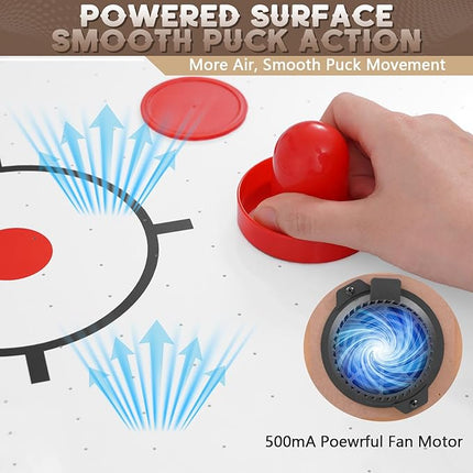 56” Foldable Air Hockey Table, Folding Indoor Hockey Game Table w/Accurate Electronic Scoring, Powerful Motor, 2 Pucks and 2 Pushers for Adults Kids, Home Game Room