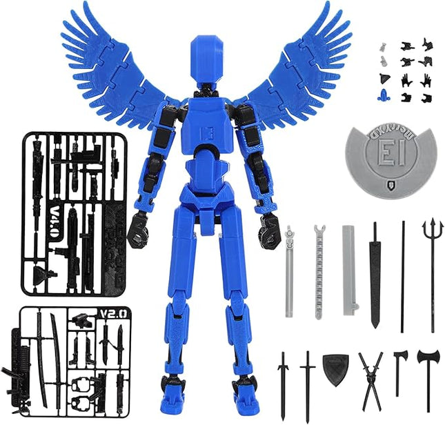 MerryXD T13 3D Action Figure,Assembly Completed Dummy Nova Titan Lucky 13 Action Figure 3D Printed Multi-Jointed Movable Toy Blue