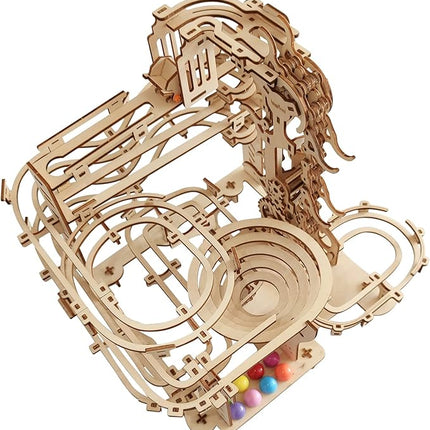 Wooden Marble Run 3D Puzzle - Wood Crafts Mechanical Marble Run Assembly Building Model Kits - Wooden Puzzle DIY Brain Teaser Puzzles - Christmas Birthday Gifts for Adults & Teens