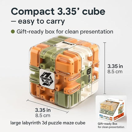 Large Labyrinth 3D Puzzles Maze Cube, Engaging Brain Teaser Toy, Spatial Awareness Brain Training Toy for Stress Relief & Logic Development, Educational Focus Game Gift for Adults Teens