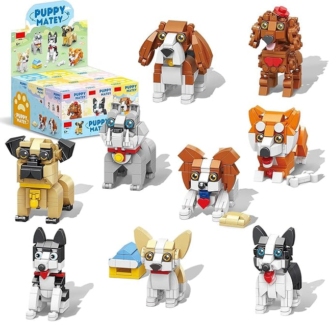9 in 1 Mini Dog Building Blocks Set, Micro Bricks Animals Building Toys, Party Favors Pet Toys Gifts for Kids, Christmas Dog Toy for Boys and Girls