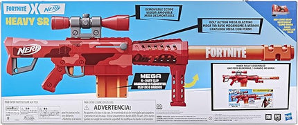 NERF Fortnite Heavy SR Blaster Scope, Big Blaster, 6 Mega Darts, 6-Dart Clip, Kids Toy Foam Blasters, Fortnite Toys for Boys and Girls