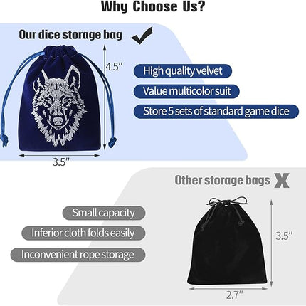 Grajar DND Dice Set, 42 Pcs Role Playing Dice Set with 6 Colorful Animal Pattern Dice Bag and PU Leather and Velvet dice Tray for Dungeons and Dragons D&D RPG MTG Table Games Mixed White