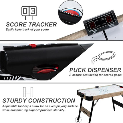 Foldable Air Hockey Table, 48" Indoor Air Hockey Arcade Table Gaming Set with 2 Pucks, 2 Pushers, Electronic Score Systems for Adults and Kids, Home Game Room, Family Recreation