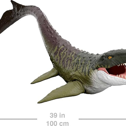 Mattel Jurassic World Rebirth Super Colossal Mosasaurus Action Figure, Dinosaur Toy with 2 Attack Actions, Movie-Accurate & Posable