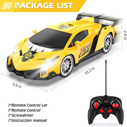 Growsland Remote Control Car, RC Cars for Kids 1:18 Electric Toy Car Hobby Racing Car Toys with Lights & Controller, Christmas Birthday Gift for 3 4 5 6 7 8 9 Year Old Boys Girls