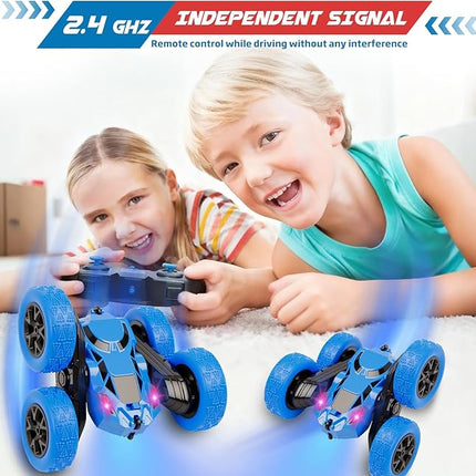 Remote Control Car, RC Cars Toys for Kids Ages 6-12, 2.4GHz RC Stunt Truck with 360° Double-Sided Flips, 4WD Off-Road Racing, Christmas Birthday Gifts for 3 4 5 6 7 5-7 6-8 8-10 Year Old Boys Girls