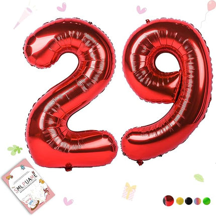 Smlpuame 40 inch Number Balloon 0-9 Red Large Number 29 Balloons,Digital Balloons for Birthday Party Celebration Decorations Supplies, Helium Foil Number Balloons for Wedding Anniversary