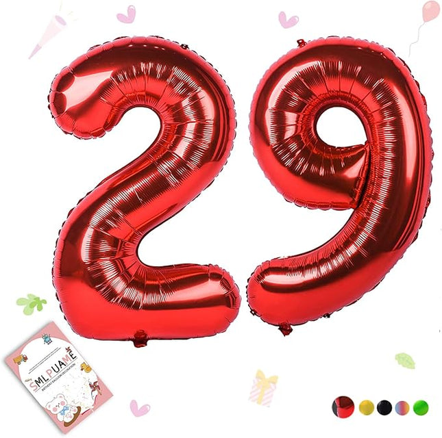 Smlpuame 40 inch Number Balloon 0-9 Red Large Number 29 Balloons,Digital Balloons for Birthday Party Celebration Decorations Supplies, Helium Foil Number Balloons for Wedding Anniversary