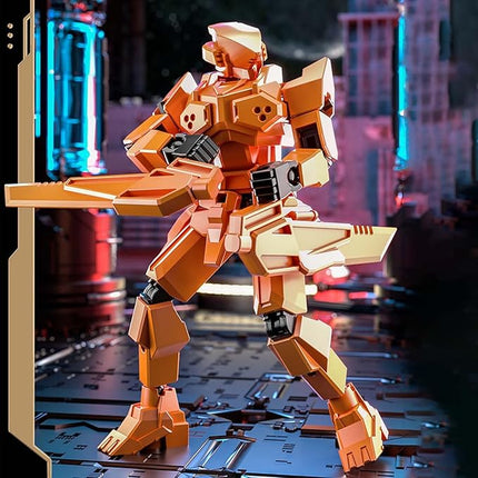 WEAREWE 2 Set DIY 3D Printed Action Figures Set 13 Luck 13 Action Figure Multi-Jointed Movable Mech Doll Robot(Orange-Yellow)