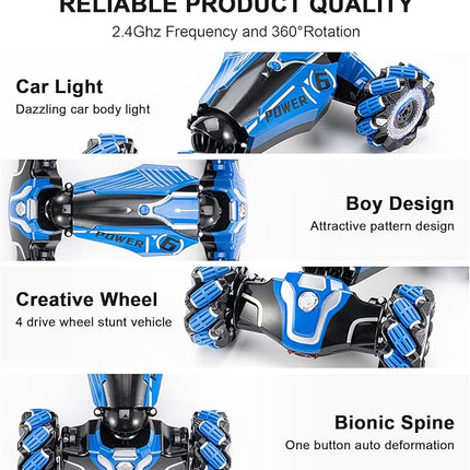 RC Stunt Car, 2.4GHz 4WD Drive Remote Controlled Gesture Sensor Toy Car, Hand Remote Control car with 360° Flipping Light and Music, Children's Toys for Boys and Girls Aged 5-13