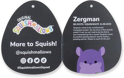 Squishmallows Original 8-Inch Zergman Grape Scented Chinchilla - Official Jazwares Plush