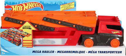 Hot Wheels Toy Car Track Set, Mega Hauler with 6 Expandable Levels, Storage for Up to 50 1:64 Scale Vehicles, Connects to Other Sets & Tracks