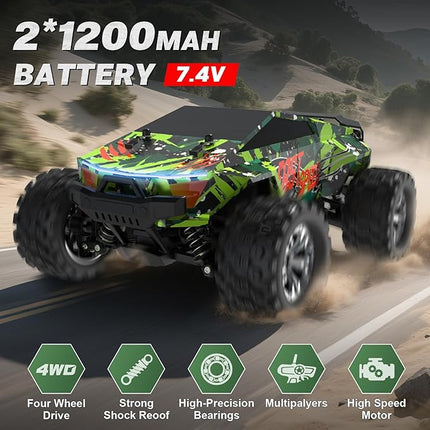 Fast RC Car Toys for Adults, 1:18 Scale RC Monster Truck Max 40 KPH High Speed 4WD Electric Vehicle with 2.4 GHz Remote, Kids Off-Road RC Cars, Birthday Gifts for 8+ Year Old Boys