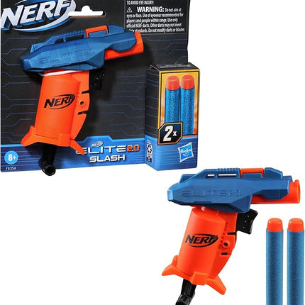 Nerf Elite 2.0 Slash Blaster, includes 2 Nerf Elite Darts, Pull to Prime Handle, Toy Foam Blaster for Outdoor Kids Games