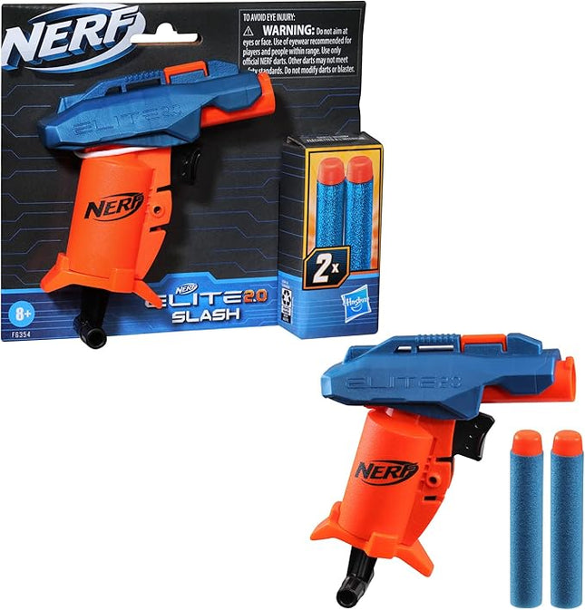 Nerf Elite 2.0 Slash Blaster, includes 2 Nerf Elite Darts, Pull to Prime Handle, Toy Foam Blaster for Outdoor Kids Games
