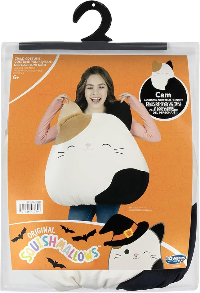 Jazwares Adult Squishmallow Cam the Cat Costume - Plush Calico Cat Vest for Halloween and Cosplay - One Size