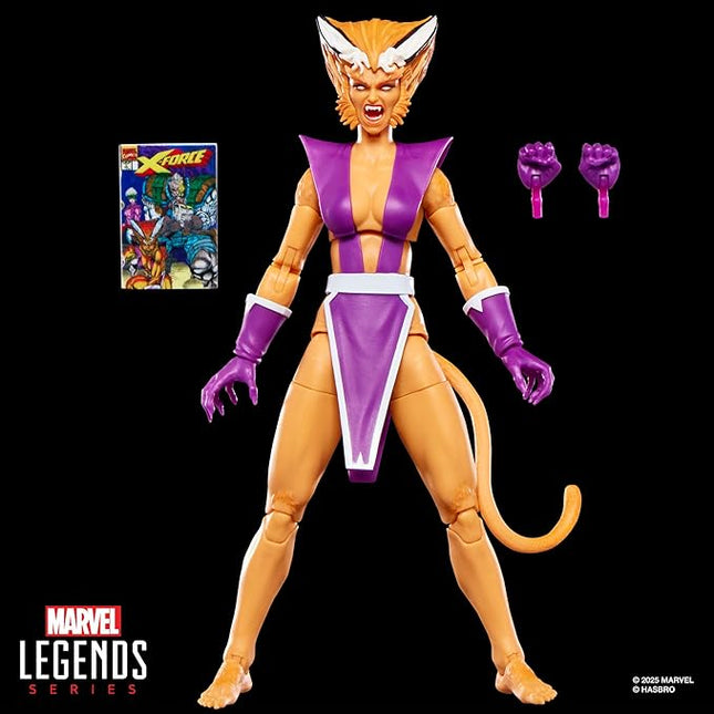 Marvel Legends Series Feral, X-Force #1 (1991) and X-Men Comics-Inspired Collectible 6-Inch Scale Action Figure with Character-Sized Comic Accessory