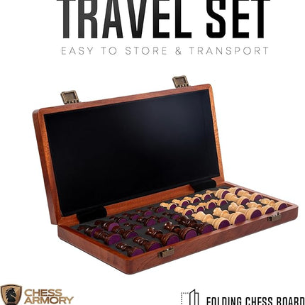 Chess Set Magnetic - Premium Wooden Board Game with a Portable Wood Case and Secure Storage for Pieces, Set for Kids and Adults (Sapele Wood) - Chess Armory