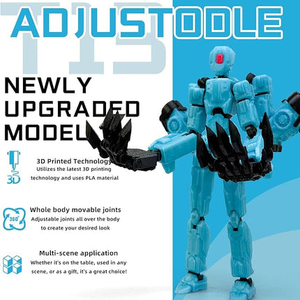 8Inch T13 Action Figure Assembly Completed,3D Printed Multi-Jointed Movable Toy Nova 13 Action Figures Desktop Decorations for Game Lovers Toy (Blue Luminous Blue)