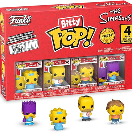 Funko Pop! Bitty: Simpsons - Maggie Simpson, Homer Simpson, Barney Gumble, and A Surprise Mystery Mini Figure - 0.9 Inch (2.2 Cm) - The Simpsons Collectable - Stackable Display Shelf Included