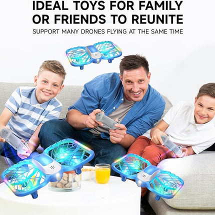 UranHub Drones for Kids, Mini Drone with 5 Lighting Modes, 22-Min Flight Time RC Drone with 2 Batteries/2 Takeoff Options/3D Flip/3-Speed/Propeller Protection Cover, etc, Gift for Kids (Blue)