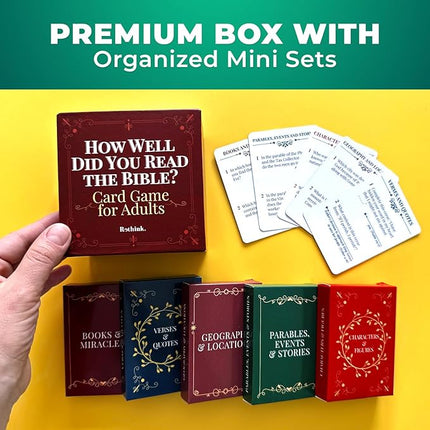 QUOKKA Rethink. Bible Trivia Game for Adults – 250 Bible Trivia Cards for Christians – Fun Christian Games for Adults & Family – Religious Gifts for Men and Women - 5 Categories to Check How Well You