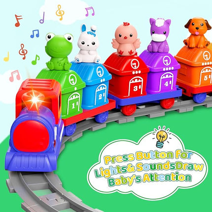 Train Set for Toddlers 2-4,Toddler Toys for 1 2 3 Year Old,Electric Train Set Montessori Learning Matching & Sorting Toys, Learning Toy Birthday Gift for Boy Girl