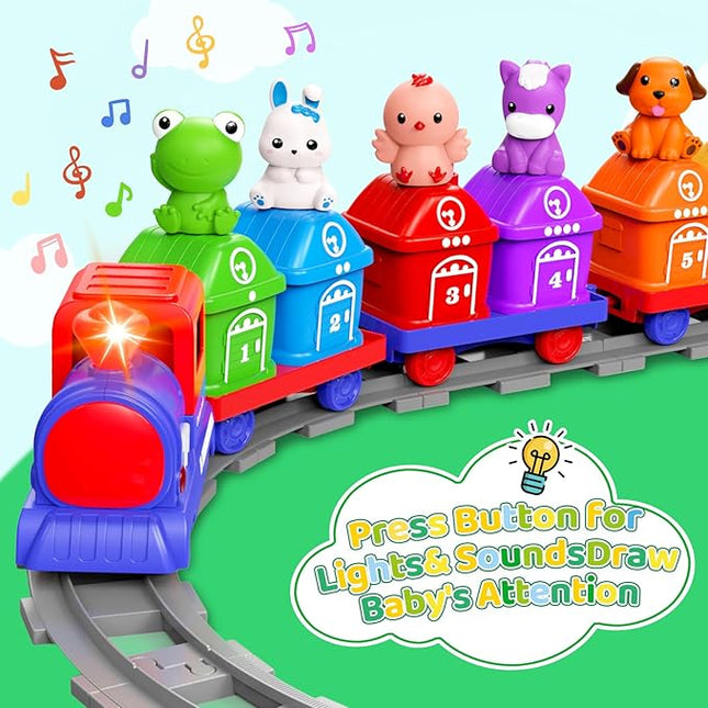 Train Set for Toddlers 2-4,Toddler Toys for 1 2 3 Year Old,Electric Train Set Montessori Learning Matching & Sorting Toys, Learning Toy Birthday Gift for Boy Girl