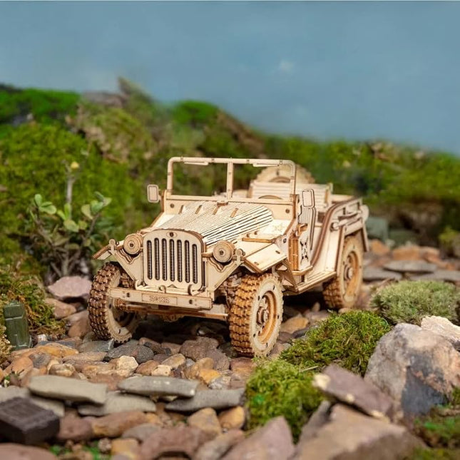 ROKR Model Car Kits Wooden 3D Puzzles Model Building Kits for Adults-Educational Brain Teaser Assembly Model for Adults to Build, Desk Decor/DIY Hobbies for Teens&Kids (Jeep Wrangler/7.5 * 4 * 3.5)