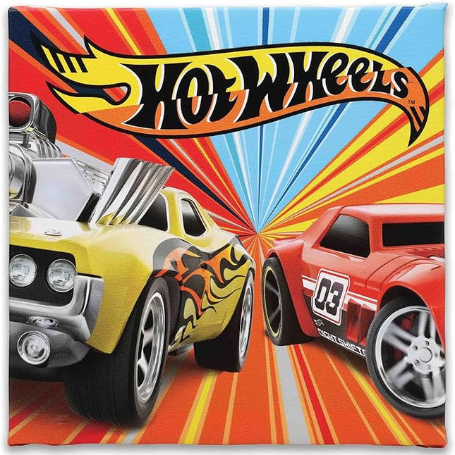 Mattel Hot Wheels Color Burst Gallery Wrapped Canvas Wall Decor - Fun Hot Wheels Picture for Kids' Bedroom or Play Room