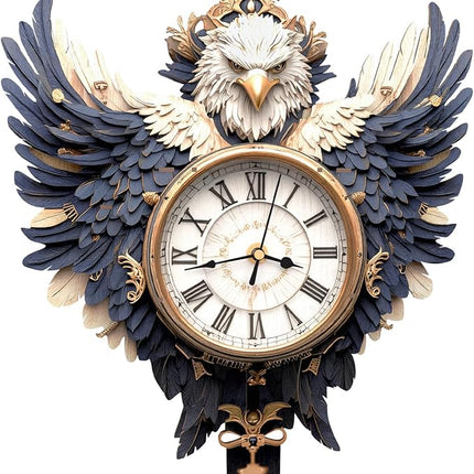 KAAYEE 3D Wooden Puzzles for Adults Eagle Clock - Wall ‌‌Clock Puzzle Xmas Room Model Building Kit Creative Art Craft Gift Home Decor for DIY Enthusiasts, Brain Teaser Building Set Birthday Gifts