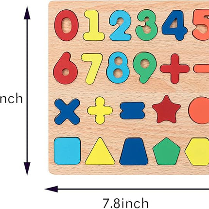 Wooden Puzzles for Toddlers, 2pack Alphabet Shape Puzzles for Kids Wooden Montessori Toddler Alphabet Number Shape for Kids 3 Years Old Boys & Girls