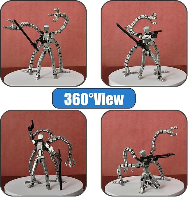 (Assembly Completed) T13 Action Figure Set,7.2 Inch Dummy 13 3d Printed ActionFigure Toy Gifts for Kids, Robot 13 Action Figure Full Body Mechanical Doll Christmas Birthday Gift for Boys Girls（Gray）