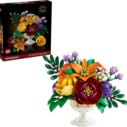 LEGO Botanicals Flower Arrangement Artificial Flowers Building Set - Decor for Table Display - Gift for Birthdays - Unique Bouquet for Adults, Ages 18+ - 10345
