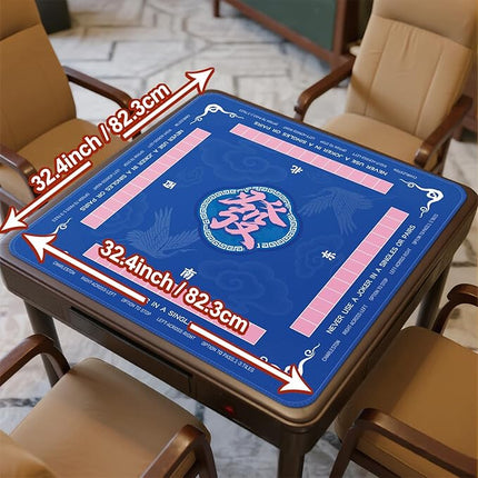 Mahjong Mat - 32.4x32.4 Inch Noise Reduction Anti-Slip Gaming Mat for Mahjong, Poker, Board Games, Card Games, Dominoes (Blue)
